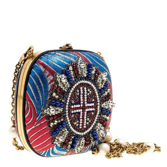 Gucci Broadway Brocade Pearl Embellished Clutch - Picture 5 of 8